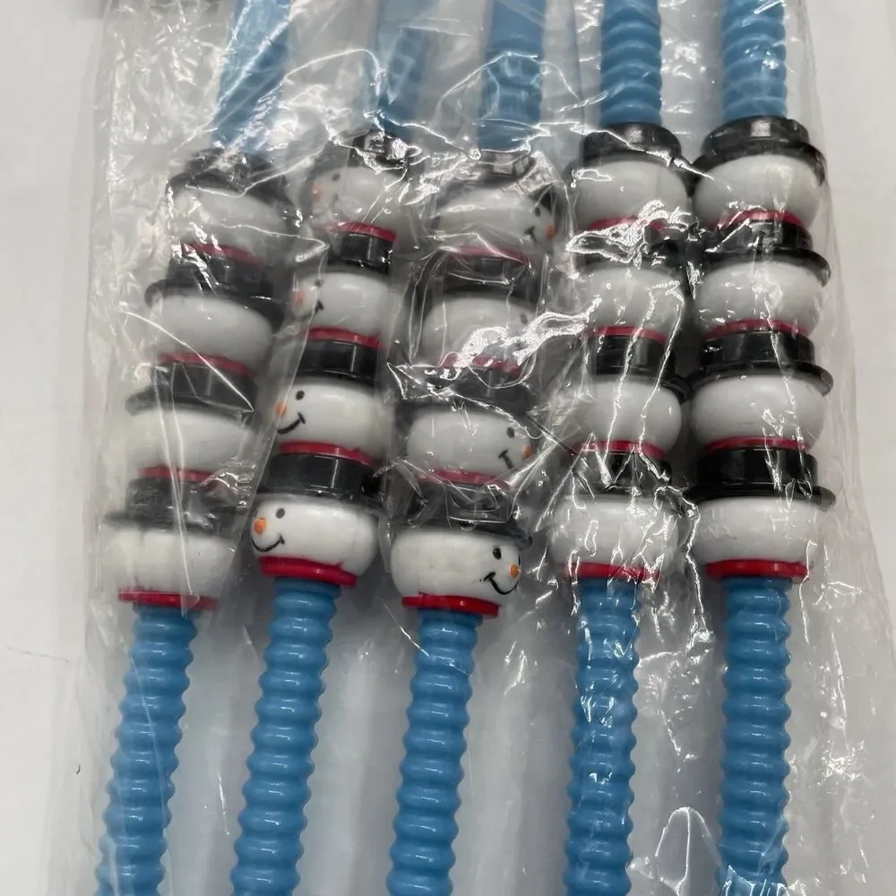 Vintage Frosty Fun Straws Christmas Straws Sealed Santa Snowman 2 Packs 10 NOS